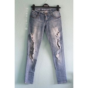 Mossimo | Distressed Studded Low Rise Skinny Jeans